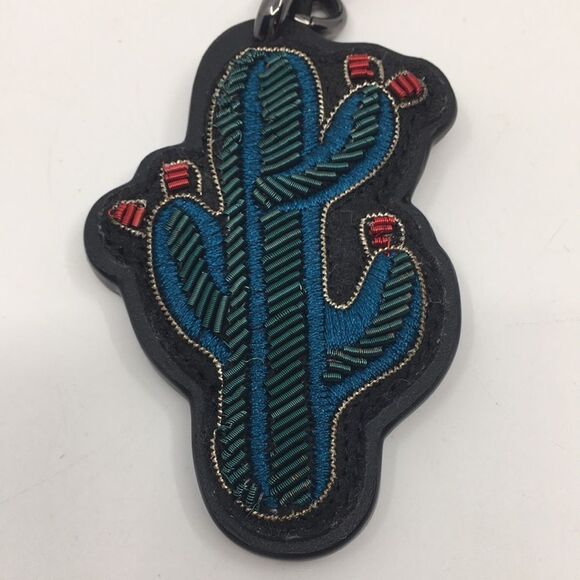Coach Limited Edition Embroidered Cactus Leather Bag Charm w/ Gunmetal Hardware - Picture 3 of 16